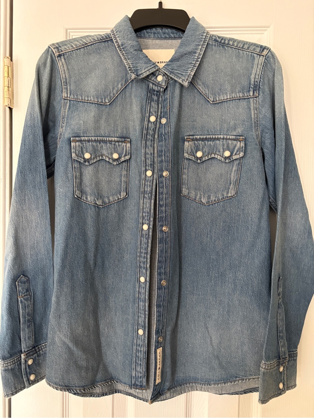 Lucky Brand Light Blue Denim Snap Button-Front Shirt